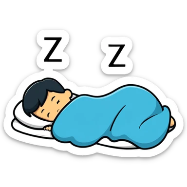 boy sleeping with Z symbols floating above him sticker
