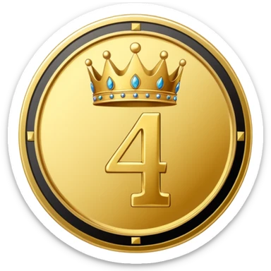Make the paid subscription icon round and gold with the number 4 and a crown. sticker