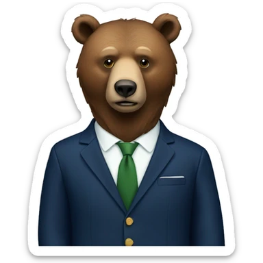 Brown bear wearing a navy greens suit  sticker