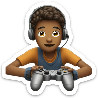 A boy playing video games sticker