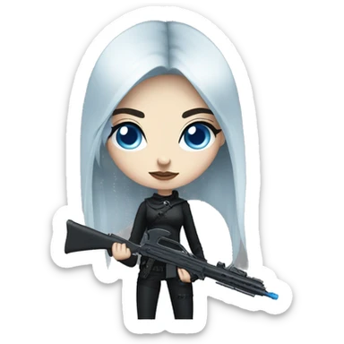 goth girl with blue eyes with weapon sticker