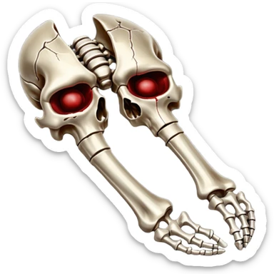 metallic anatomic bones with traces of blood, steel texture, dark dramatic tone, clean background sticker
