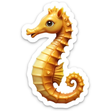 Cinematic Comical Sea Horse Portrait Emoji, Head tilted dramatically with an exaggeratedly amused expression, featuring a delicately curved seahorse with a whimsically coiled tail and wide, comically expressive eyes full of playful disbelief, Simplified yet hilariously expressive features, highly detailed, glowing with a slightly sassy aquatic glow, high shine, dramatic yet playful, stylized with an air of quirky marine mischief, soft glowing outline, capturing the essence of a meme-worthy seahorse that looks ready to drift its way into viral fame! sticker