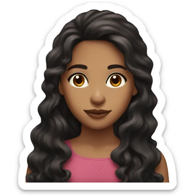girl latina wavy long hair black dark brown almond eyes sticker
