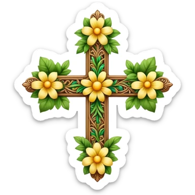 cross with flora sticker