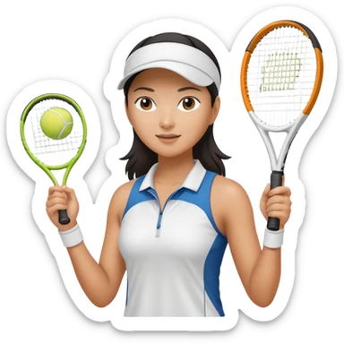 Show me an Asian American woman who is addicted to tennis sticker