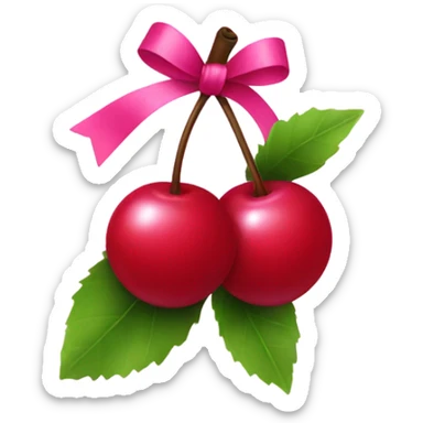Cherries with a pink bow sticker