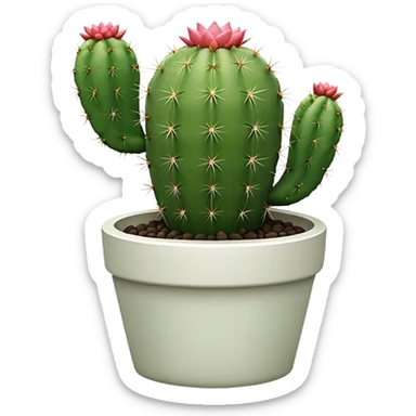 Cactus + white pot, Window Plants. sticker