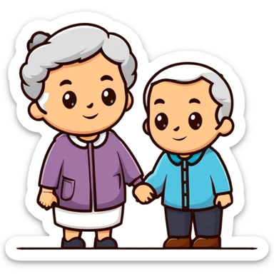 elderly white grandmother and grandfather together sticker
