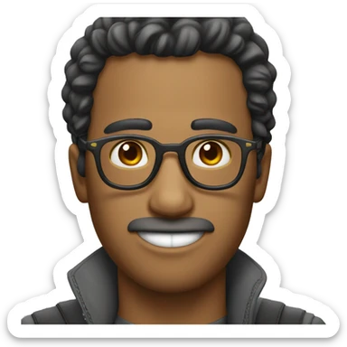 Un Chico de pelo hasta el cuello y usa lentes sticker