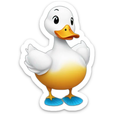 Picture a duck with a waddling motion and a speech bubble saying "quack." sticker