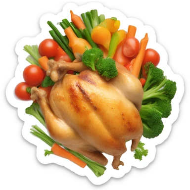 ful chicken cooked on a plate with some vegetables  sticker