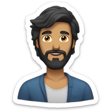 south asian man dark beard long hair sticker
