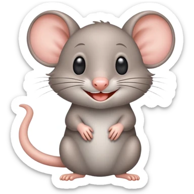 Crea un emoji de un ratón muy adorable riéndose  sticker