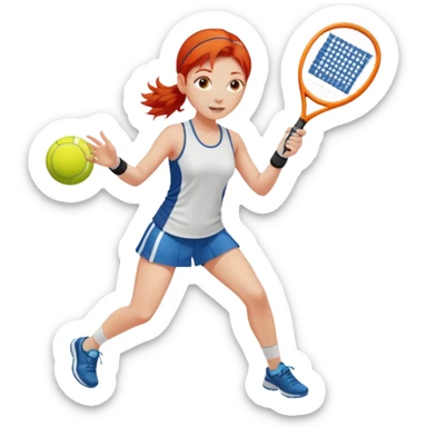 Chica pelirroja bajo el sol jugando padel  sticker