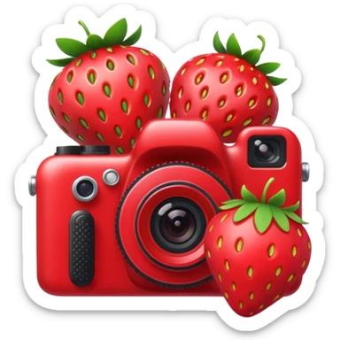 Strawberry with camera  sticker