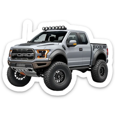 Gray Ford F-150 Raptor with Fox Shocks 3.0 Race Series Front & Rear sticker