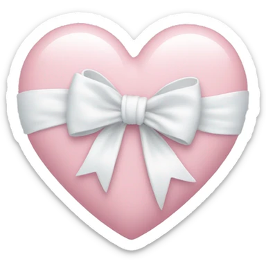 Pastel pink heart with white bow sticker