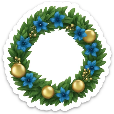 Green wreath with blue and gold decor  sticker