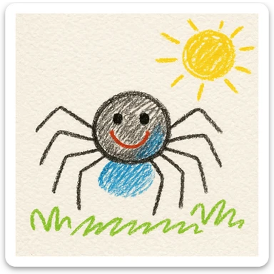 cute spider, hand drawn children's doodle style, playful and simple sticker