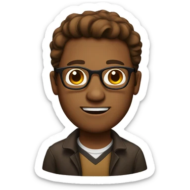 A guy with a brown face and has glasses  sticker