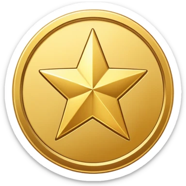 gold coin with a star, representing a token sticker