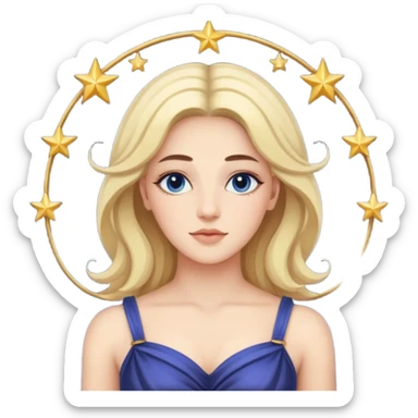 Libra woman emoji, celestial, with stars sticker
