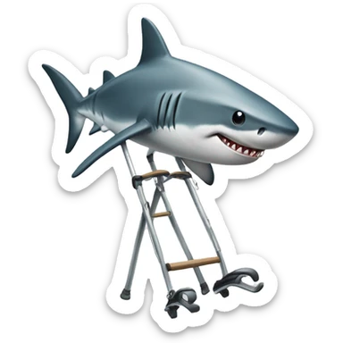 Shark on crutches  sticker