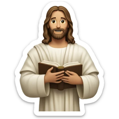 Jesus Christ holding an open Bible sticker