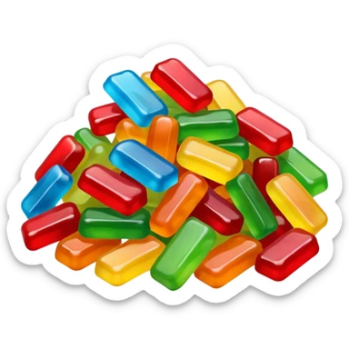 pile of assorted gummy candies, minimal, simple, clear sticker