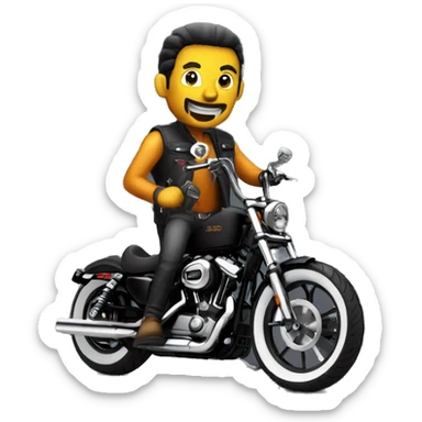 Create an emoji with biker renegade on his harley 883 sportster black sticker