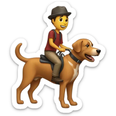 Guy riding a dog sticker