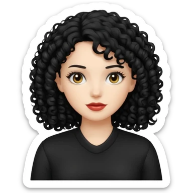 white women with black curly hair black clothes sticker