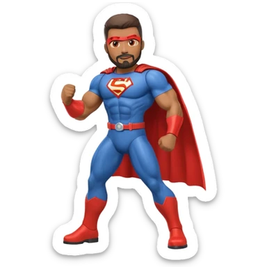 Latino HVAC repairman with goatee beard superhero action figure sticker