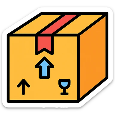 colored icon of a cardboard box representing goods sticker