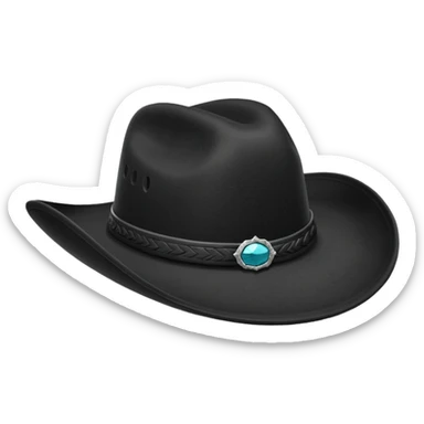 black cowboy hat with a black feather sticker