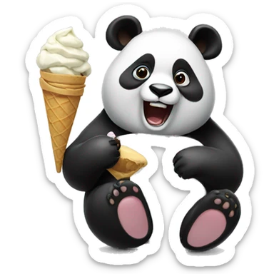 Panda eating ice cream sticker