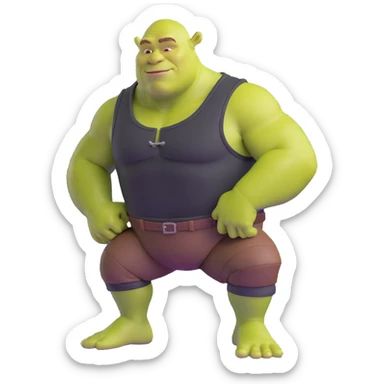 very muscular Shrek soothing Elon Musk sticker