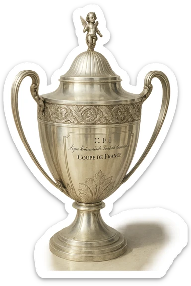 Фотореалистичный и изометричный Coupe de France, объемный чуть слегка рисованный стиль, прозрачный фон sticker