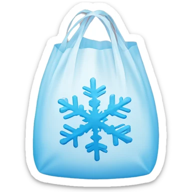 A plastic bag with snowflakes inside  sticker