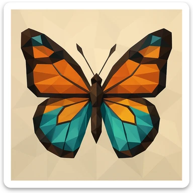 a butterfly in low-poly polygonal style with geometric shapes and modern look sticker