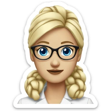 proffesional-woman-blonde-glasses-blue eyes-mesy bun sticker