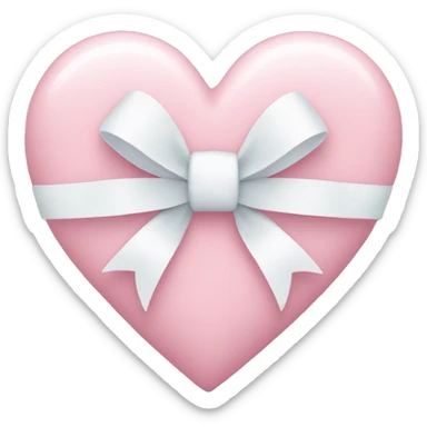Pastel pink heart with white bow sticker