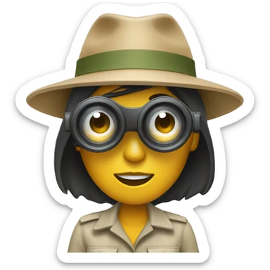 Woman using binocular safari hat sticker