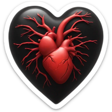 black red real Heart sticker
