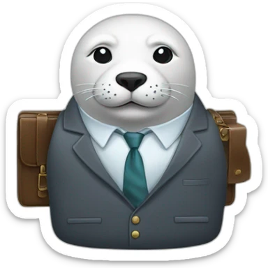 White seal in tie and with briefcase and closed eyes sticker
