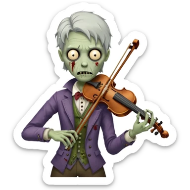 Zombie violinist – crooked bow, screechy notes, hunched over violin. sticker