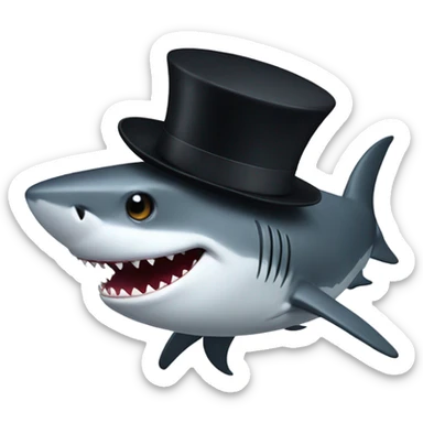 Shark with a top hat sticker