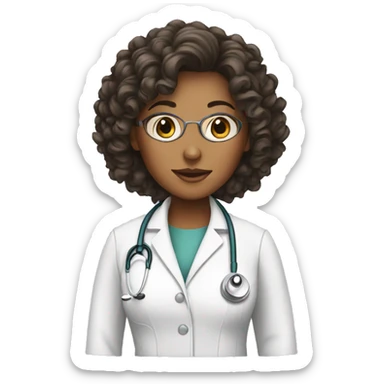 Female doctor with curly hair sticker