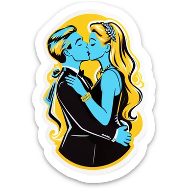 blonde couple kiss with jewelry sticker